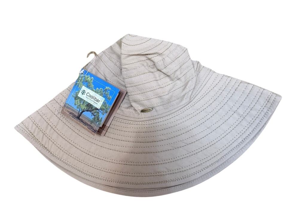 NWT - Coolibar Bucket SPF 50+ Sun Hat - Tan/Gold